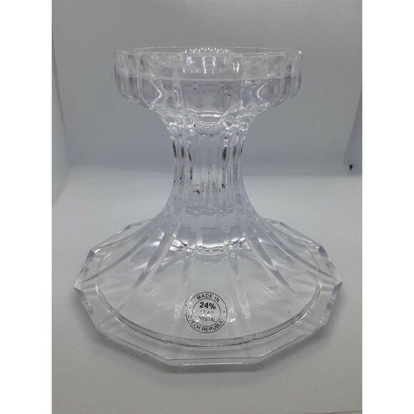 Vtg. Czech Republic 24% Lead Crystal Flared Candlestick Holder Taper Votive - Picture 1 of 7
